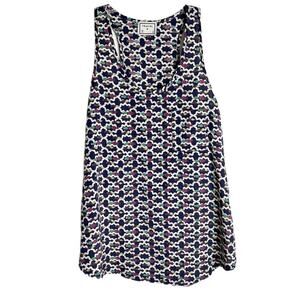 Traciel Women's Tank Top Size S Fish Print Navy Blue Purple Racerback Sleeveless